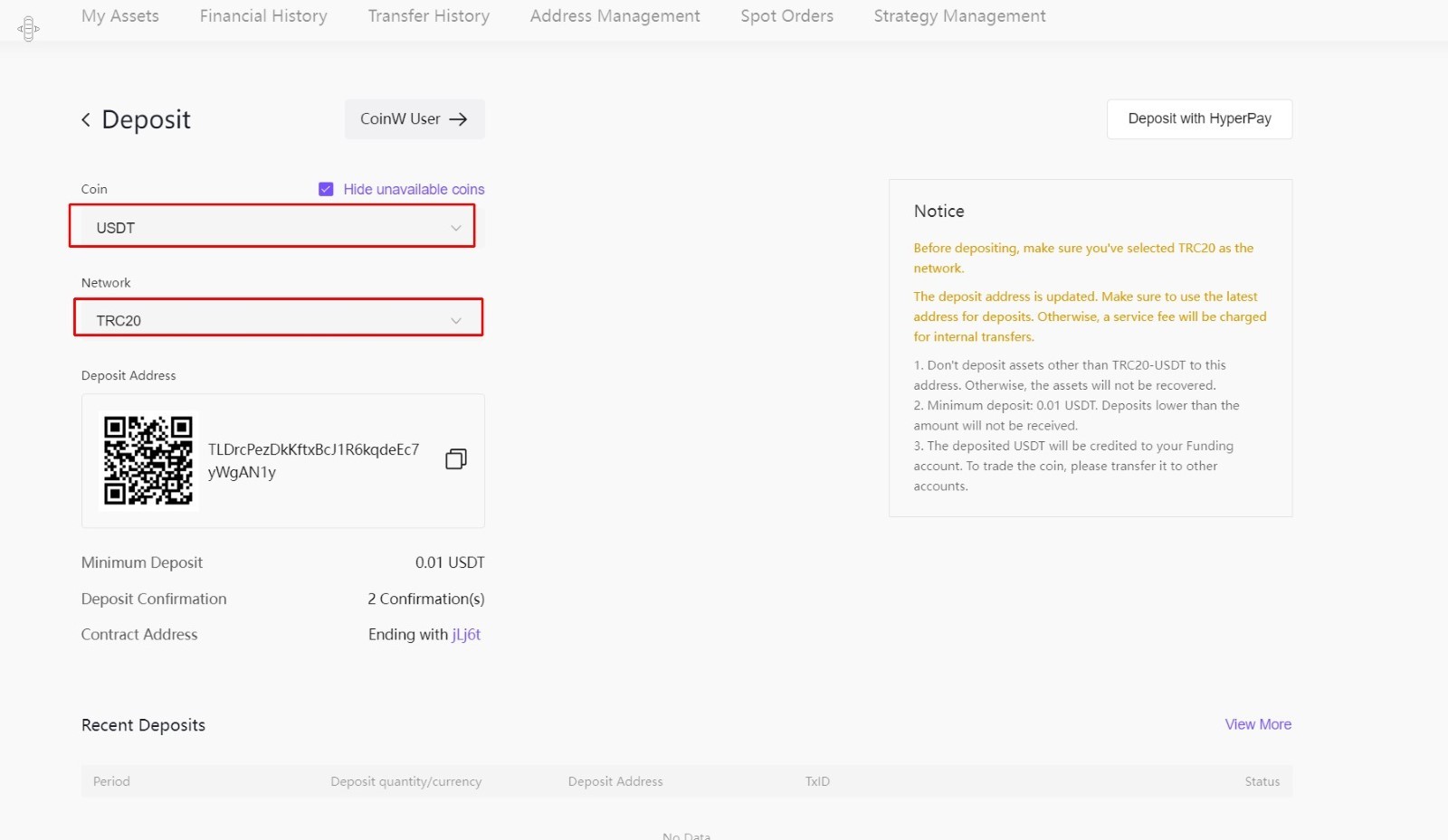 デポジット・ウォレット・アドレスの生成方法（2023年12月13日掲載） – CoinW
